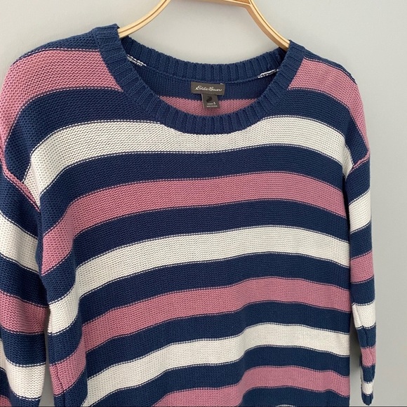 Eddie Bauer Knit Striped 3/4 Sleeves Women Sweater - Picture 4 of 11